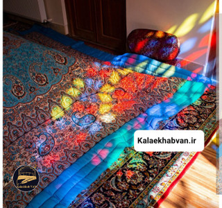 لحاف کرسی دست دوز ترمه ابی طرح نسترن کد۱۱۹۸۰۷