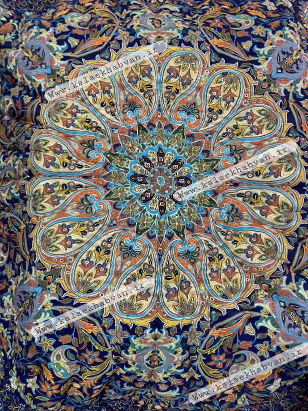 لحاف کرسی دست دوز ترمه سرمه ای طرح افشار کد 18763