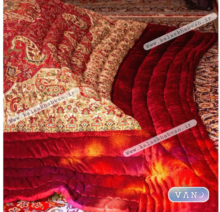 لحاف کرسی دست دوز ترمه طرح نسترن زرشکی کد 73915