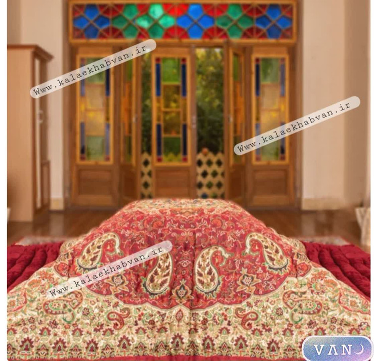 لحاف کرسی دست دوز ترمه طرح نسترن زرشکی کد 73915