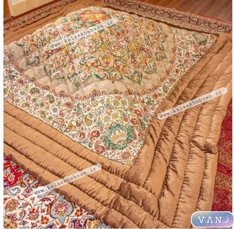 لحاف کرسی دست دوز ترمه طرح اردیبهشت کرم کد 753951