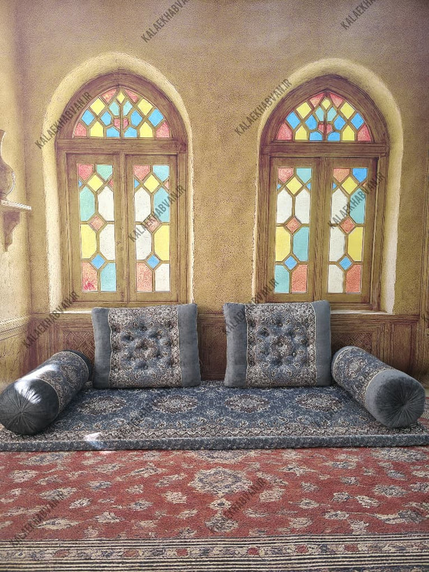 شاه نشین طوسی کناره مخمل تراکم بالا کد ۱۸۰۵۴۲