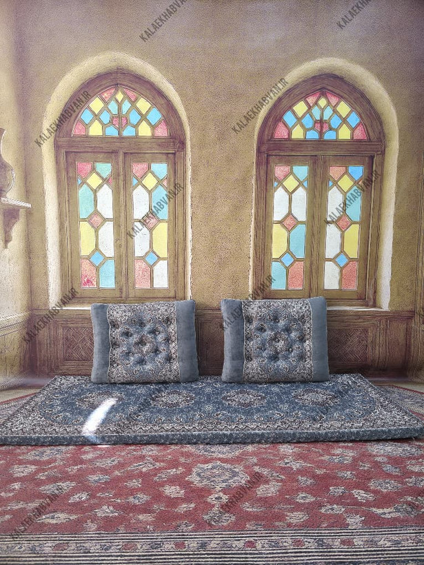 شاه نشین طوسی کناره مخمل تراکم بالا کد ۱۸۰۵۴۲
