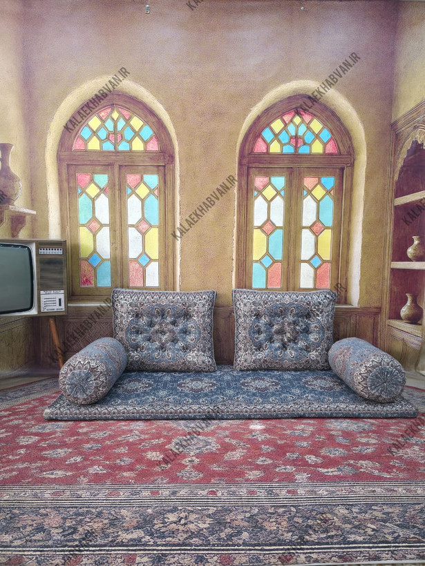 شاه نشین طوسی طرح نیلوفر کد dy77563