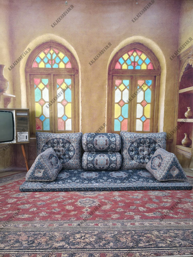 شاه نشین سورمه ای طرح نیلوفر کد453698