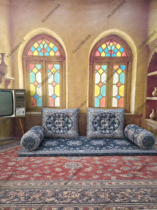 شاه نشین سورمه ای طرح نیلوفر کد453698