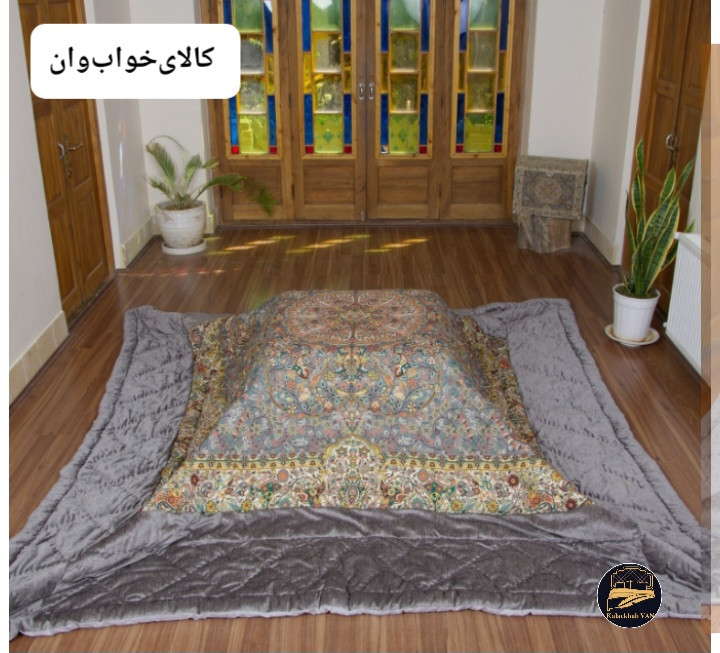 لحاف کرسی طرح افشار طوسی دست دوز کد sh55896